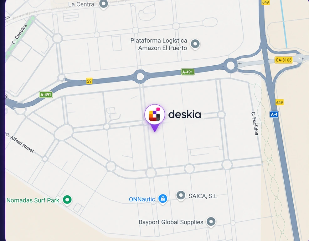 Ubicación de Deskia en Avenida Isaac Newton 288 Nave 8, El Puerto de Santa María, Cádiz